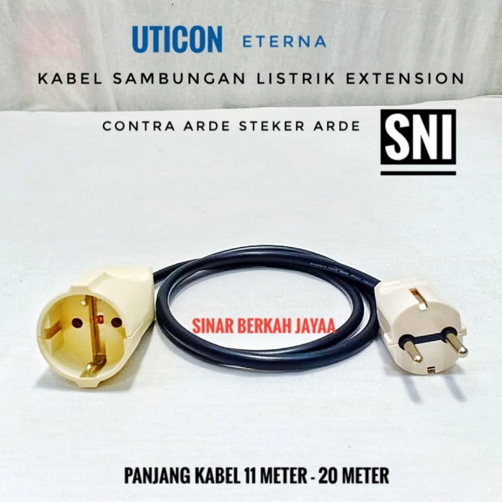 UTICON Kabel Sambungan Listrik EXTENSION Contra SNI Kabel HITAM 11Meter - 20Meter