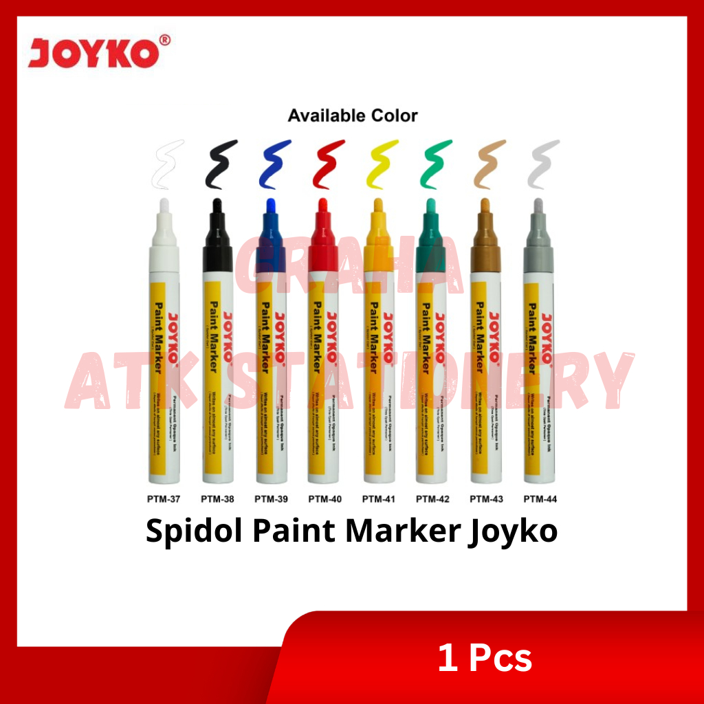 

[1 Pcs] Spidol Paint Marker Joyko Color / Cat Permanent Warna Joyko Gold Silver Putih