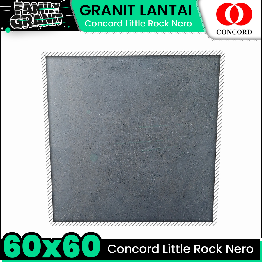 Granit Kasar 60x60 Concord Little Rock Nero Lantai Teras / Garasi / Carport Tekstur Matte