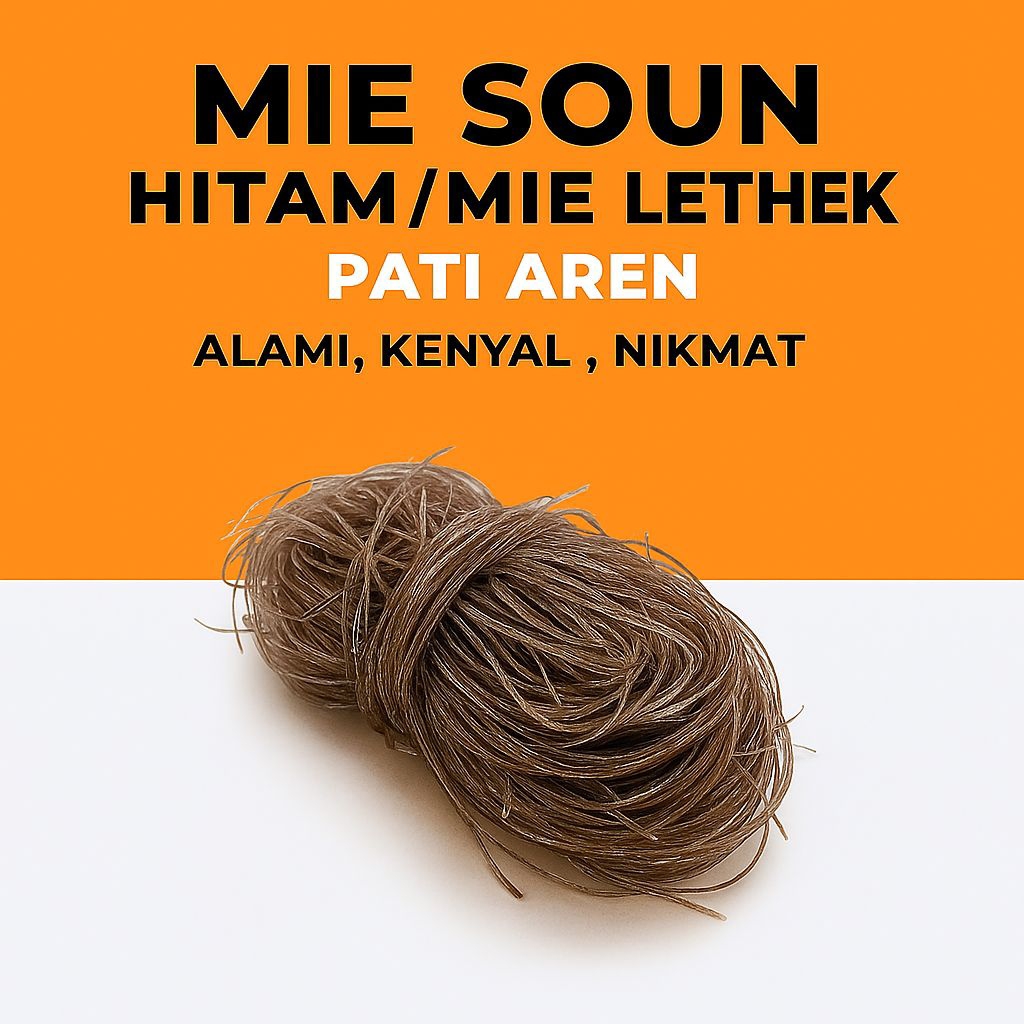 

Mie Soun Hitam / Mie Lethek 500gr / Glass Noodles Palm Starch Pati Aren