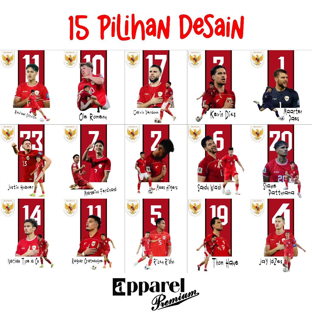 Kaos Timnas Indonesia Premium Original Cotton Combed Kaos Bola Couple Anak Dewasa Kaos Bola Indonesi