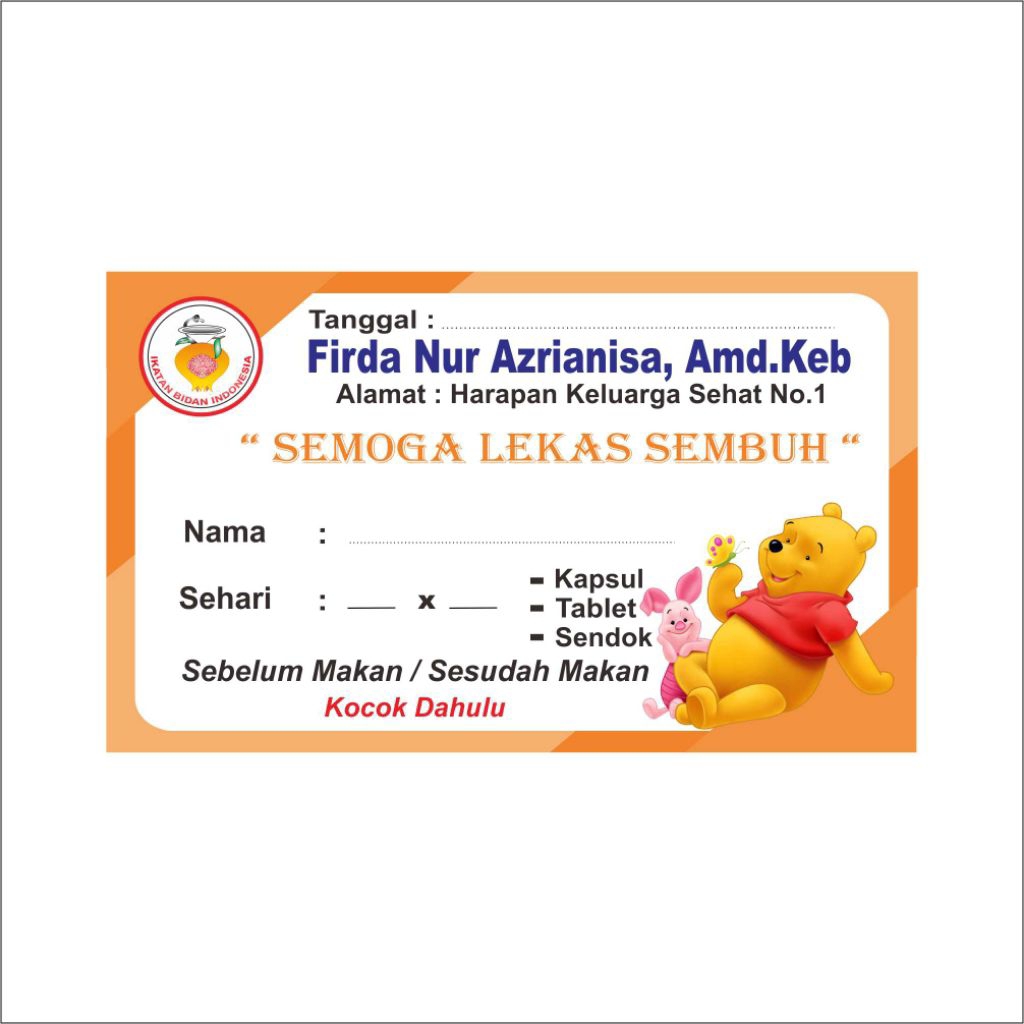 

Stiker label obat Winie the pooh ( isi 50 pcs)