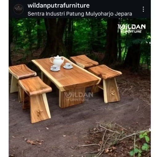 Meja Taman Alami Kayu