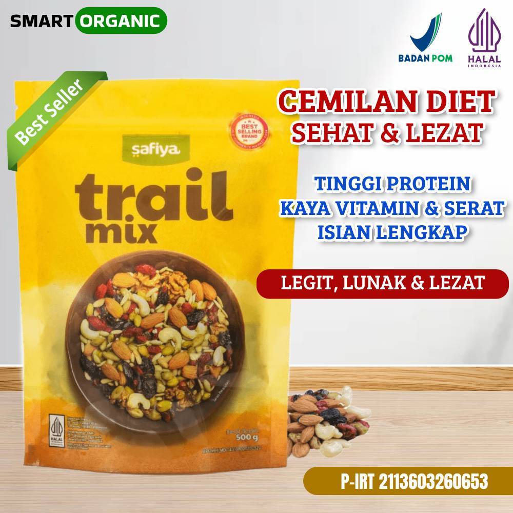 

Cemilan Diet Sehat Trail Mix Safiya 500 Gram Premium Makanan Ringan Rendah Kalori Isian Lengkap