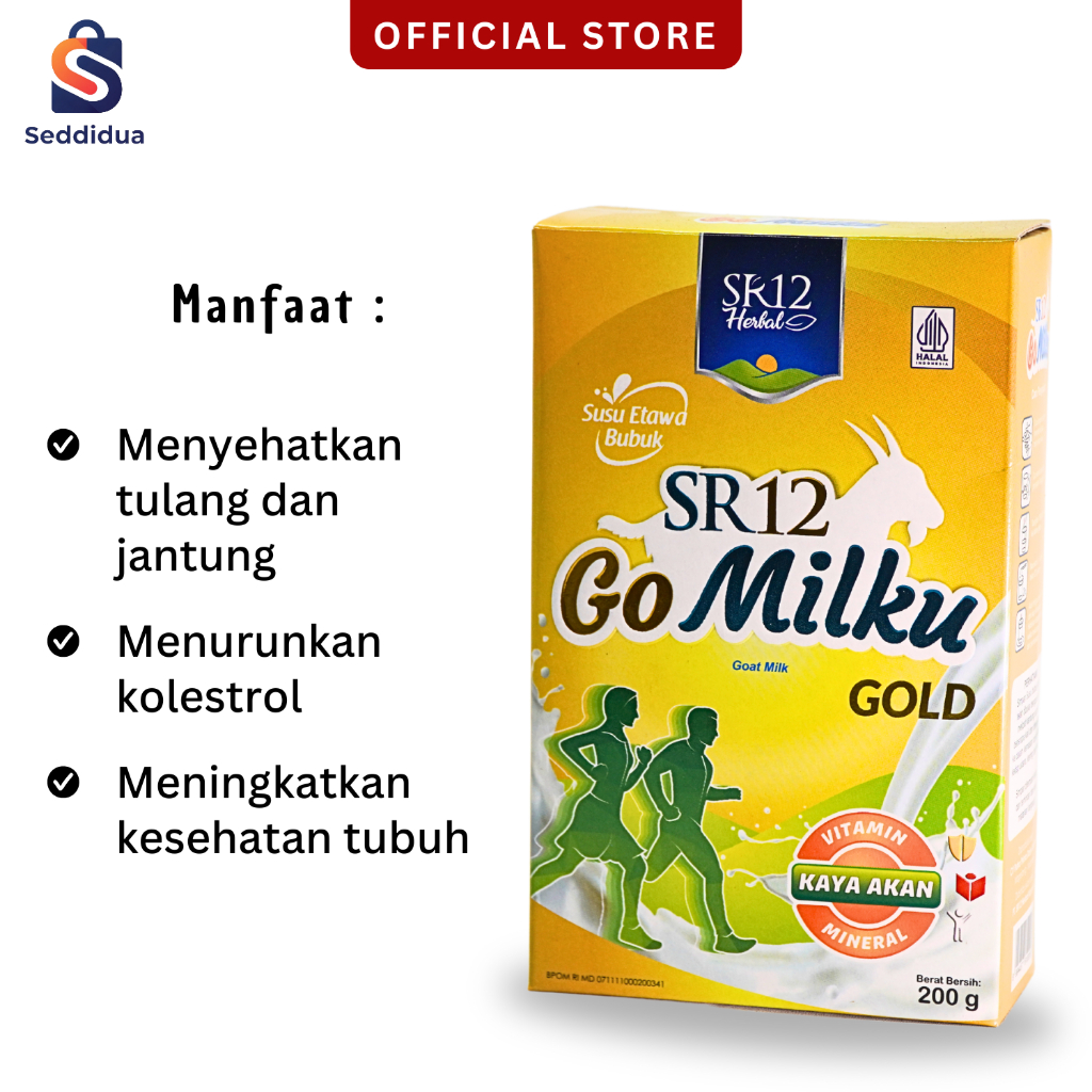 

SR12 Gomilku Gold Susu Kambing Etawa Bubuk 200gr Rendah Lemak Tinggi Kalsium Bebas Gula Obat Lambung