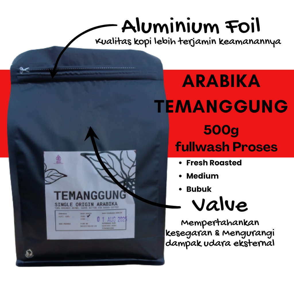 

Arabika Fullwash Temanggung Bubuk Premium Fresh Roasted 500 gram