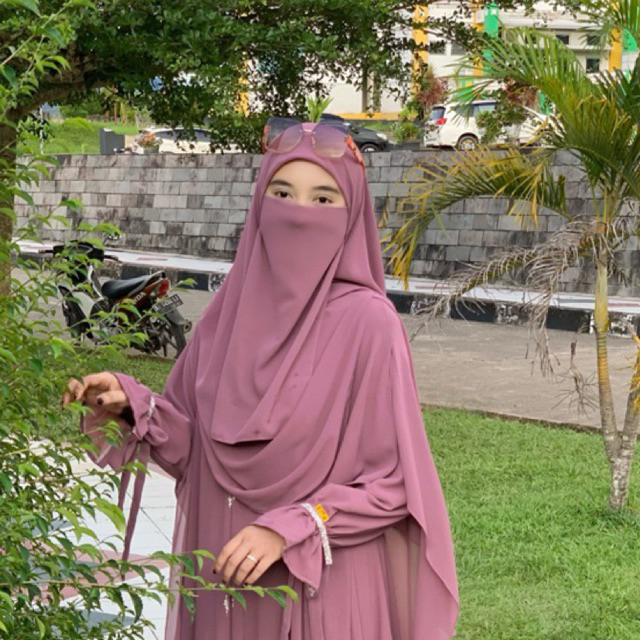 jelbab segi empat set cadar