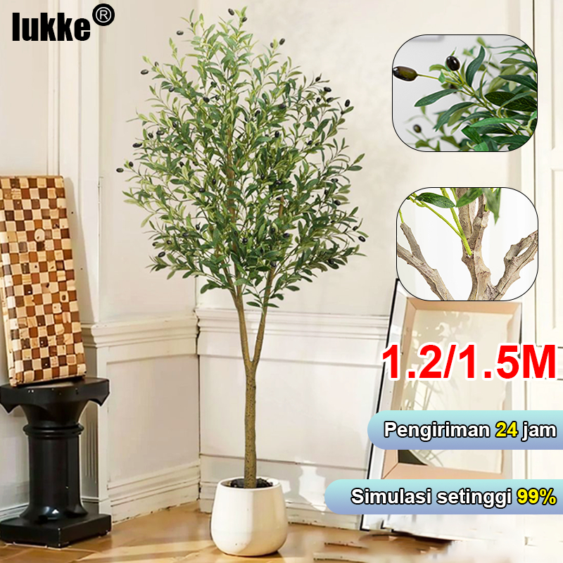 TANAMAN HIAS Pohon Zaitun Artificial 1.2/1.5M bunga artificial POHON PALSU OLIVE POHON ARTIFICIAL PO