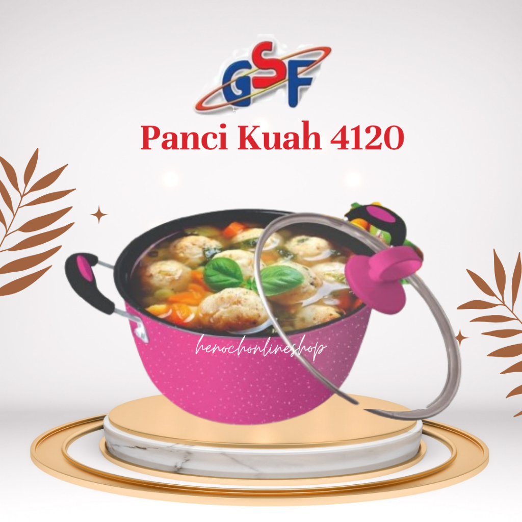 PANCI KUAH ENAMEL 20CM GSF G-4120 / PANCI SUP ANTI LENGKET / PANCI SOP + TUTUP KACA