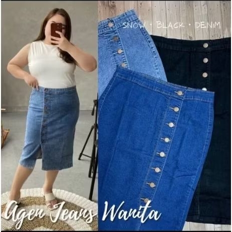 rok jeans wanita jumbo premium (PRELOVED) warna hitam