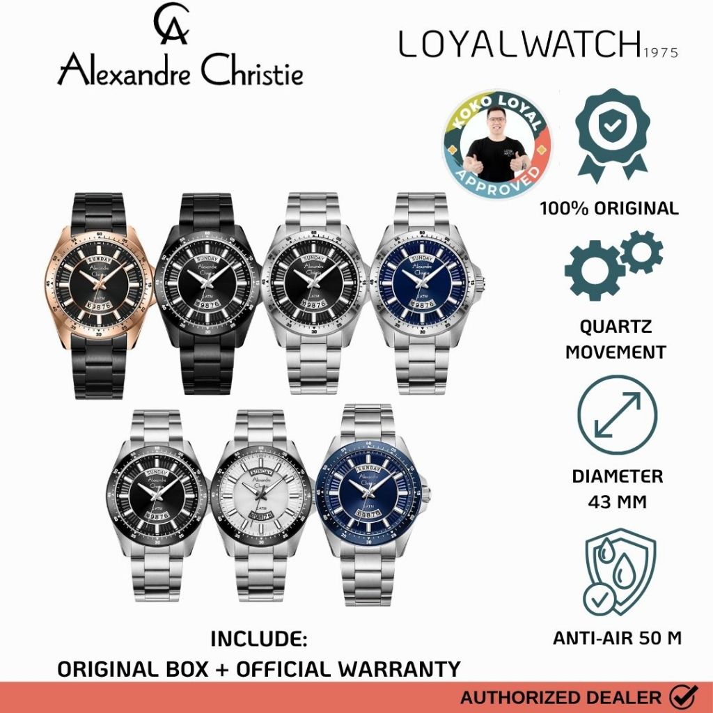 Jam Tangan Alexandre Christie Sport Pria 6678 ME Stainless Steel Original Garansi Resmi