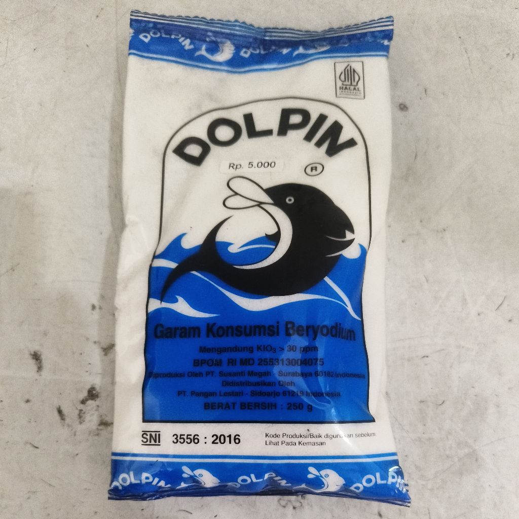 

Garam Halus / Garam Dapur / Garam Konsumsi Beryodium Dolpin 250gr
