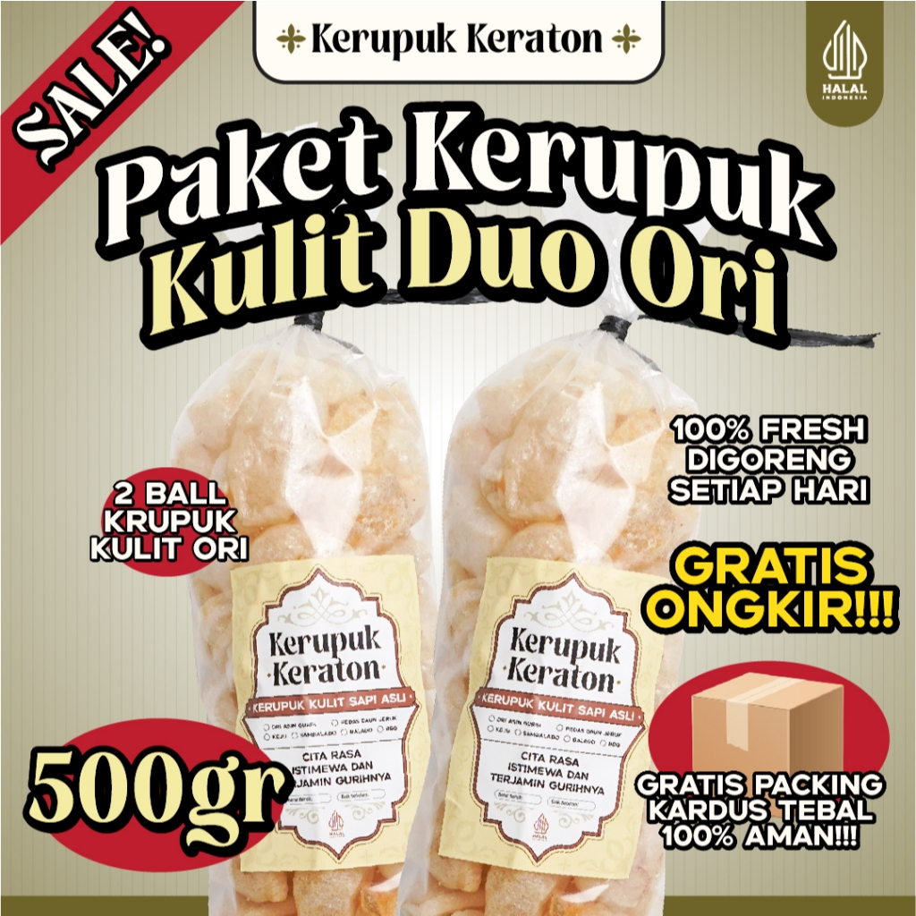 

Kerupuk Keraton – Duo Ori 500gr 2Pcs Rambak Sapi Original 100% Halal Gurih Super Renyah