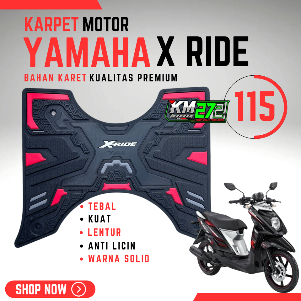 KARPET ALAS PIJAKAN MOTOR YAMAHA X RIDE 115 AKSESORIS BAHAN KARET KUALITAS PREMIUM ANTI LICIN
