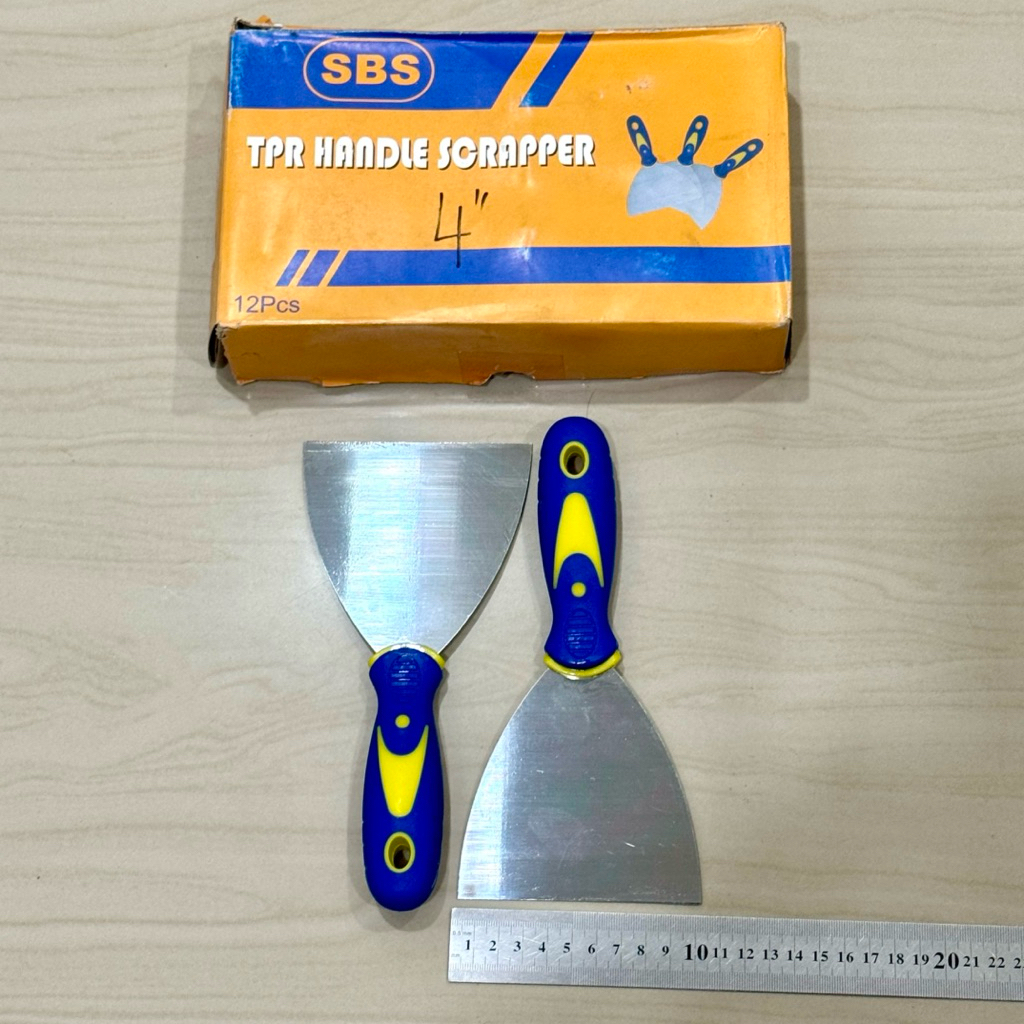 SBS GG KARET 4” inci stainless steel asli sekrap kape gagang karet TPR 4 inci ( 10cm ) putty scrap b