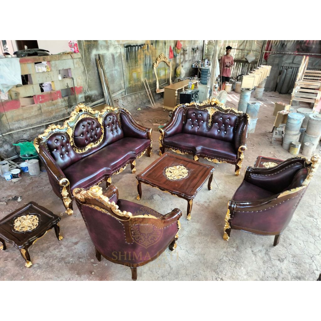 kursi ruang tamu estetik kayu mewah elegan dan modern