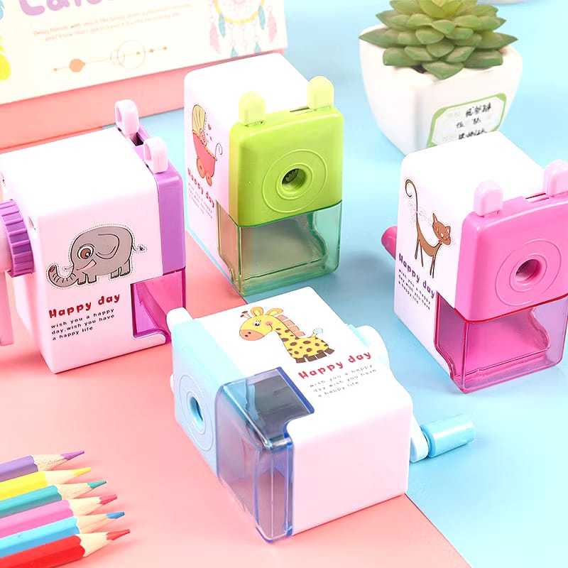 

Rautan Serutan Pensil Putar Gaya Kartun Sharpener Rautan Meja 4 Warna