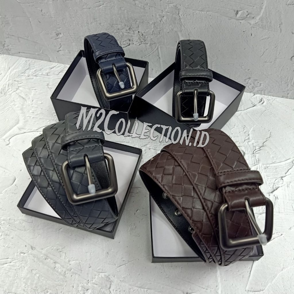 Ikat pinggang kulit anyaman belt gesper pria kulit