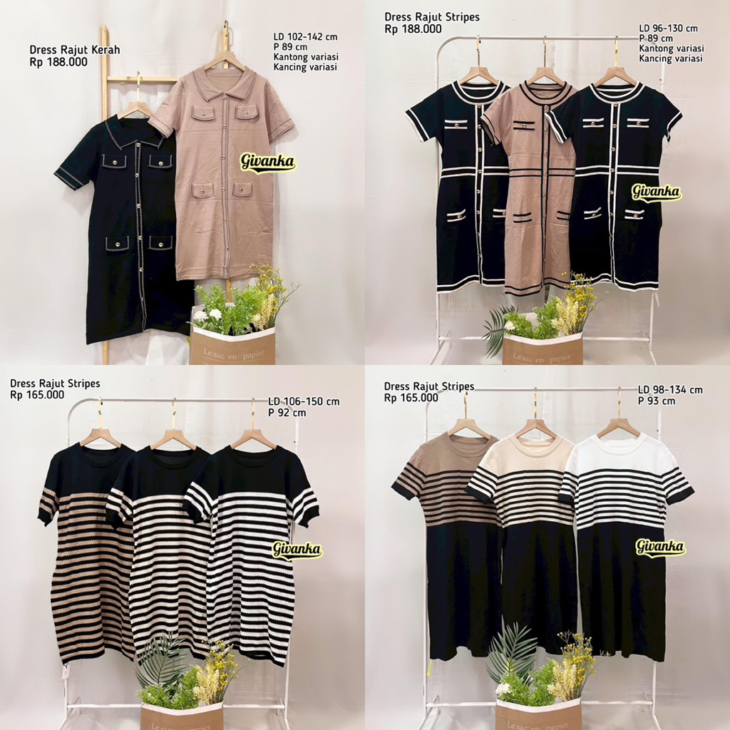 DRESS RAJUT KERAH // DRESS RAJUT STRIPES // DRESS RAJUT IMPORT // RAJUT MIDI DRESS // DRESS RAJUT GA