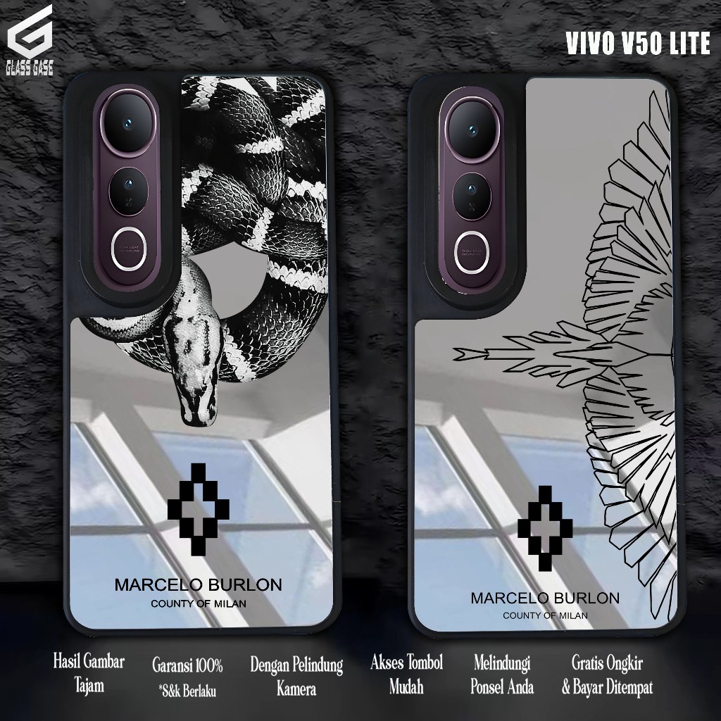 MIRROR CASE VIVO V50 LITE SOFTCASE KACA FULL COVER CASING CERMIN VIVO V50 LITE ( MARCELO BURLON ) - 