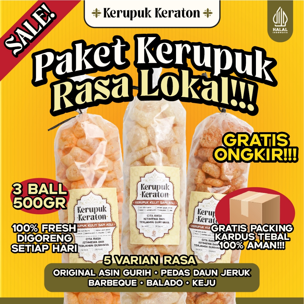 

Kerupuk Keraton – Paket Rasa Lokal 500gr 3Pcs | Rambak Sapi Asli Rasa Original & Favorit Nusantara