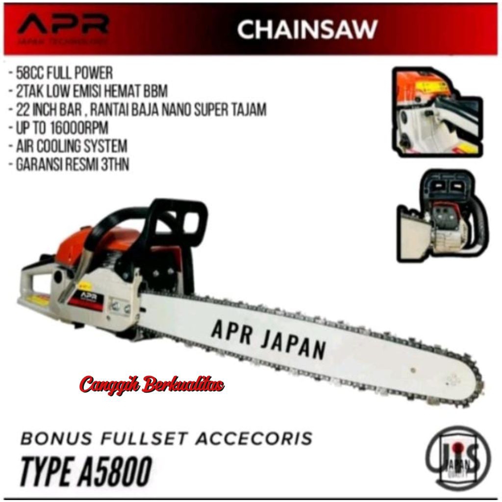 PROMO MESIN SENSO APR JAPAN 5800 22INCH chainsaw 2tak mesin senso gergaji kayu pohon high quality