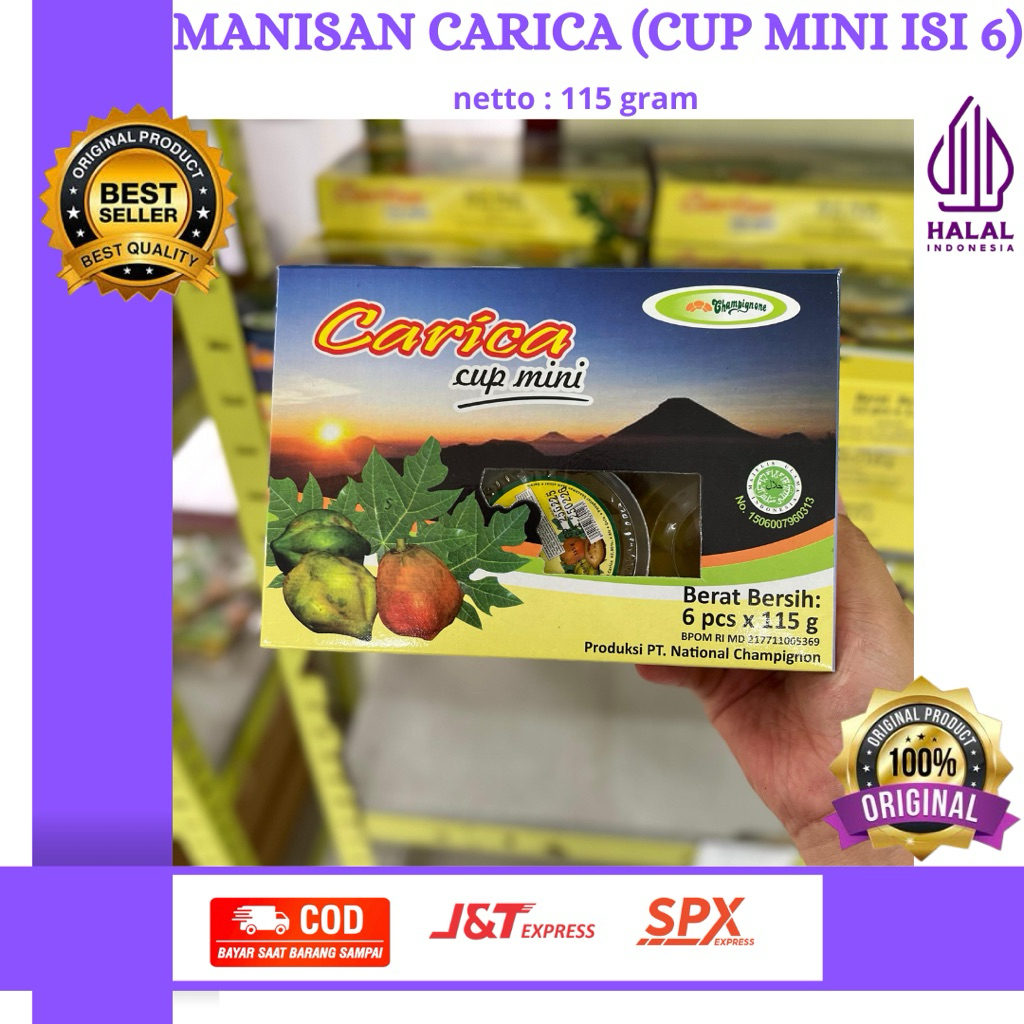 

MANISAN CARICA SEGAR KNF KEMASAN BOX 120 ML (Cup Mini Isi 6)Khas Dieng/Wonosobo