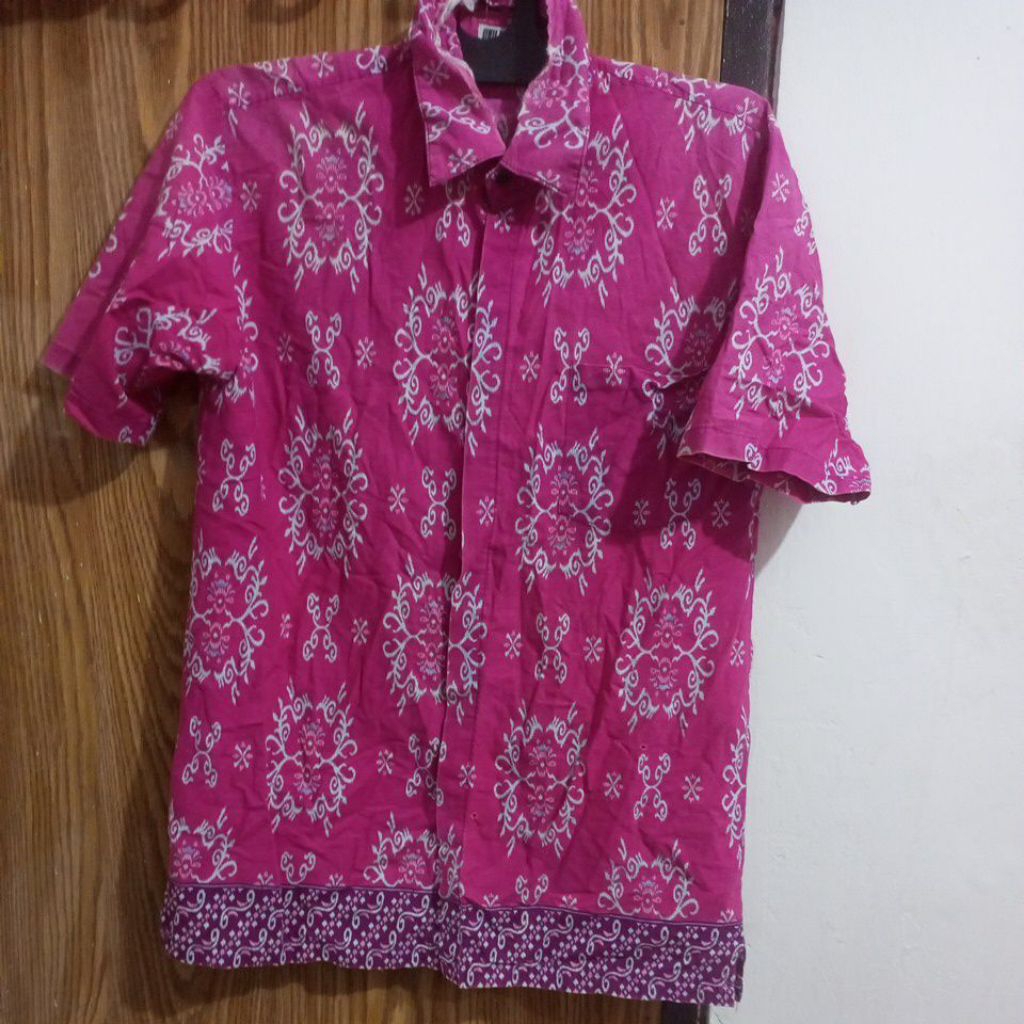 Kemeja Batik Lanvin Pink Ungu Wanita Kekinian