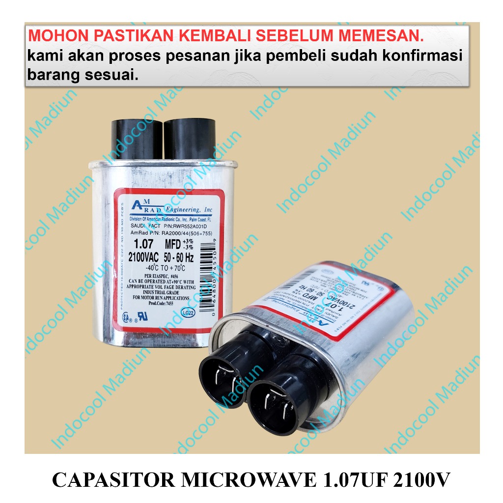 CM107 CAPACITOR / KAPASITOR MICROWAVE / CAPASITOR MICROWAVE 1.07UF 2100V