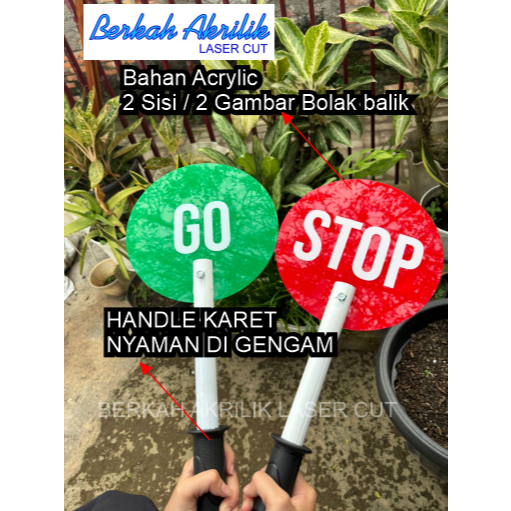 

plang/sign stop - go petunjuk lalu lintas handle karet besar nyaman di tangan anti air