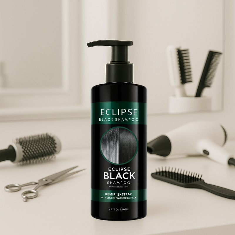 Eclipse Black Shampoo Terbaik No.1 Shampoo HairColoring Penghilang Uban Shampoo Pewarna Rambut 150ml