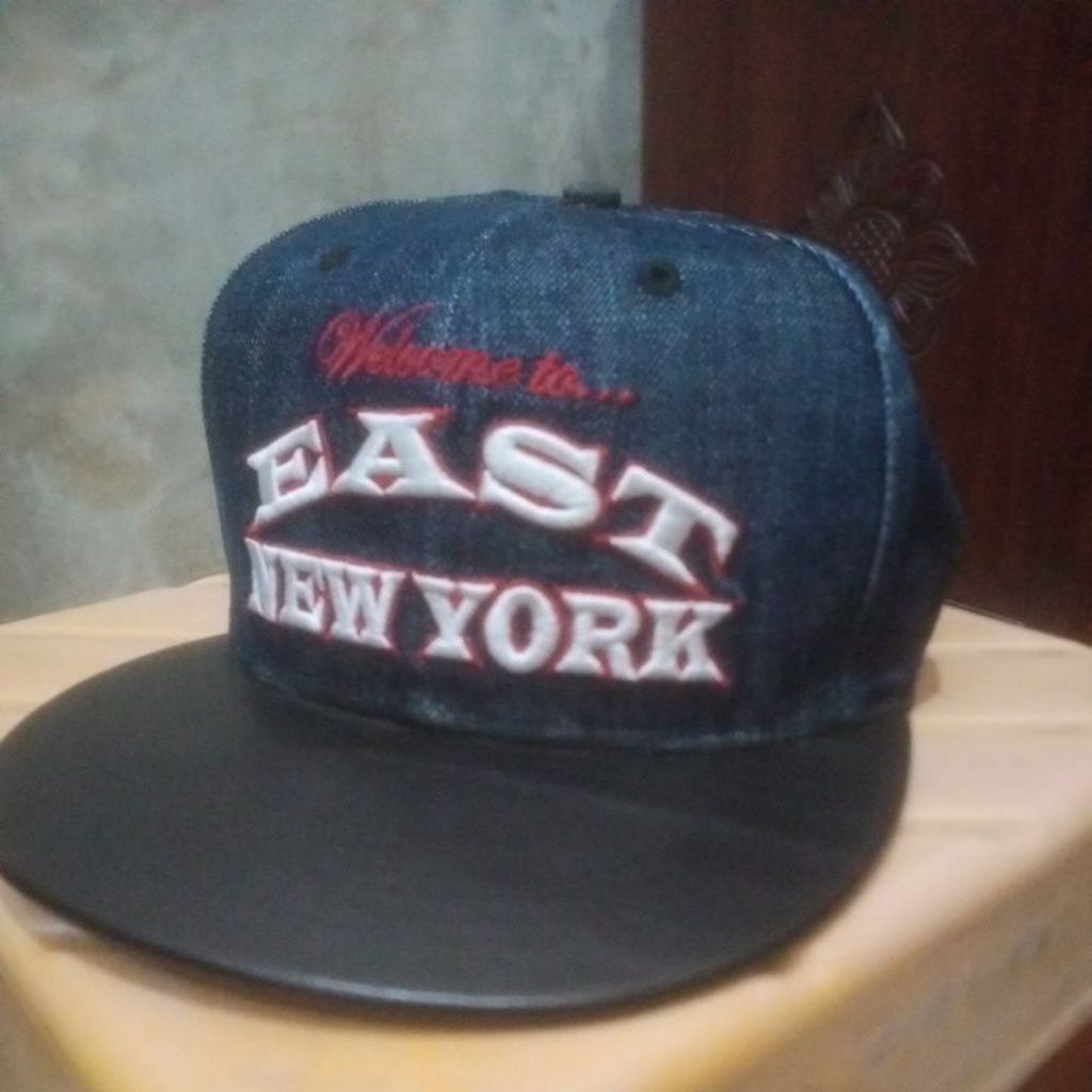 RARE new era snapback denim mix leather