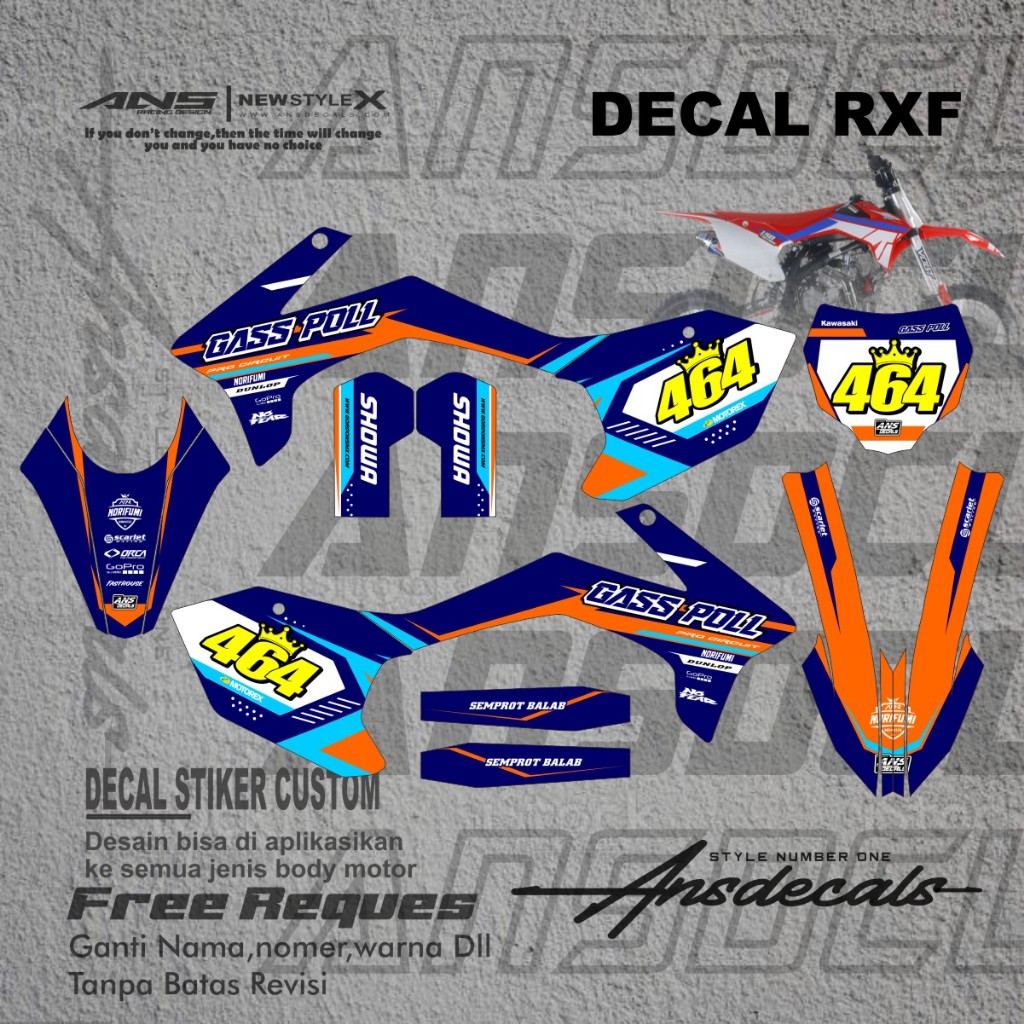 Sticker Decal Stiker Mini Trail RXF 50cc Stiker rxf 110cc Stiker Minti Trail