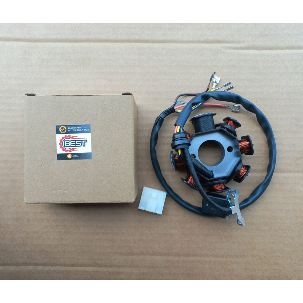 TERMURAH Spul 8 lubang 2 Viar lama non radiator, Tossa 150/200cc Motor roda 3 Merk BEST.