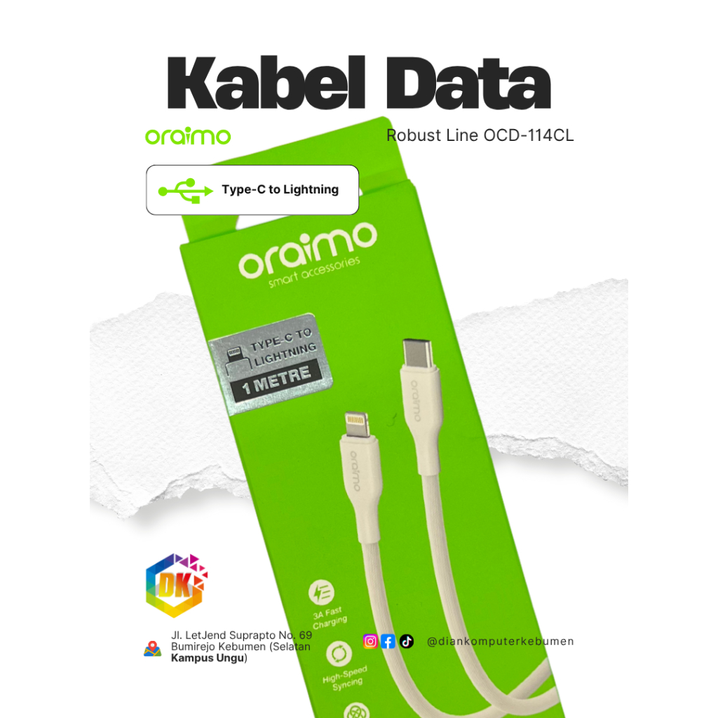Kabel Data Oraimo Type C - Lightning