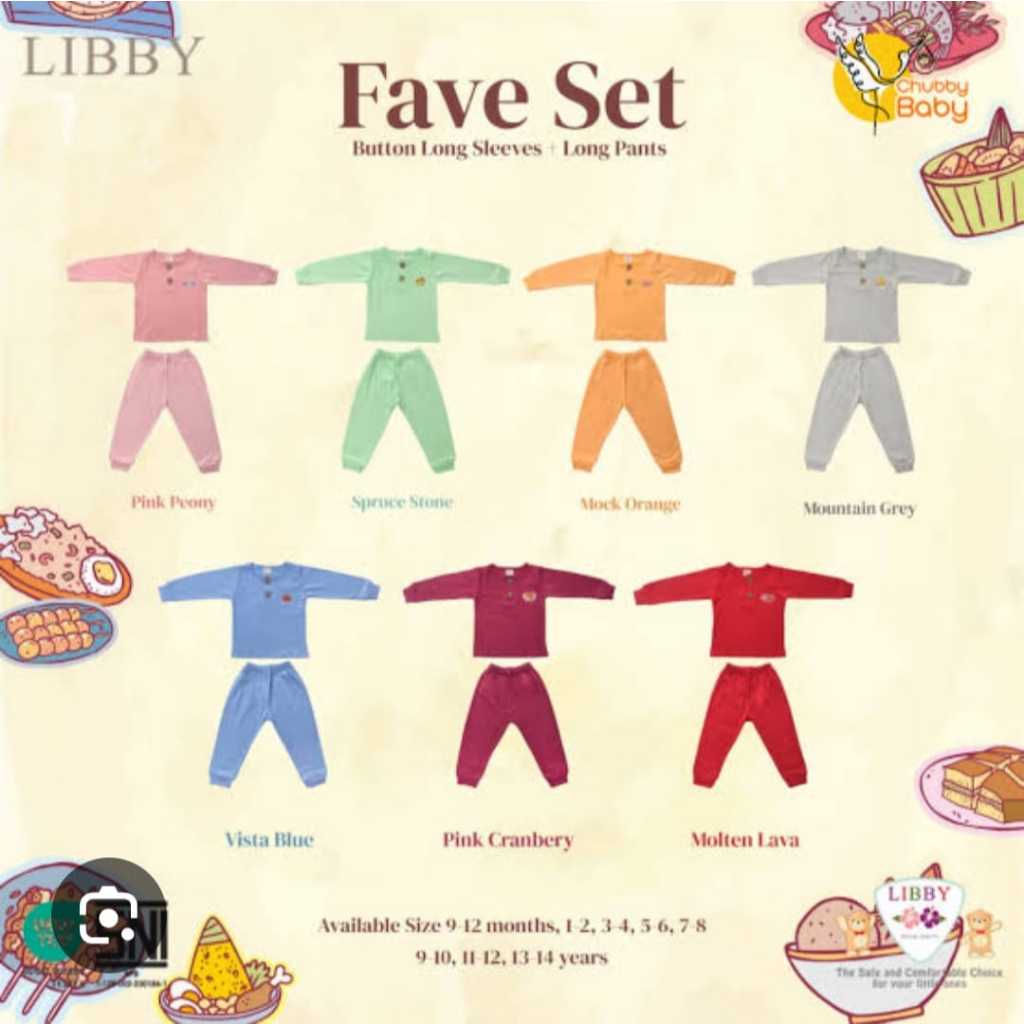 Libby Fave Set Stelan Oblong Panjang 1-2 Tahun/ Piyama anak 1-2 Tahun
