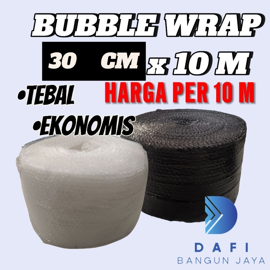 

BUBBLE WRAP 30 cm x 10 meter Tebal & Ekonomis / BubbleWrap 30cm Hitam/Bening Packing Harga per 10m
