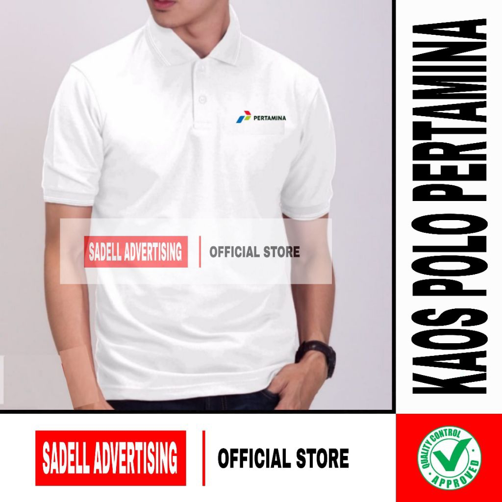 Kaos PERTAMINA Kaos Polo PERTAMINA Putih Lengan Pendek Pria Bordir