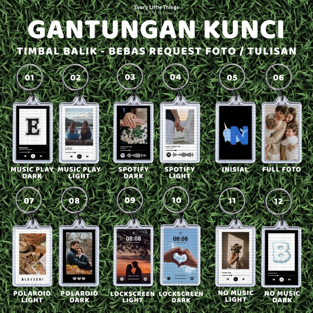 GANTUNGAN KUNCI KOTAK TERMURAH RIAU DUMAI INISIAL HURUF AKRILIK FOTO HURUF SPOTIFY DUA SISI GROSIR T