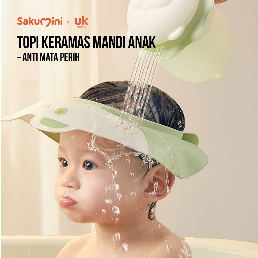 Sakumini Shower Cap Topi Keramas Anak Bayi Pelindung Mata Saat Mandi Anti Slip Motif Panda