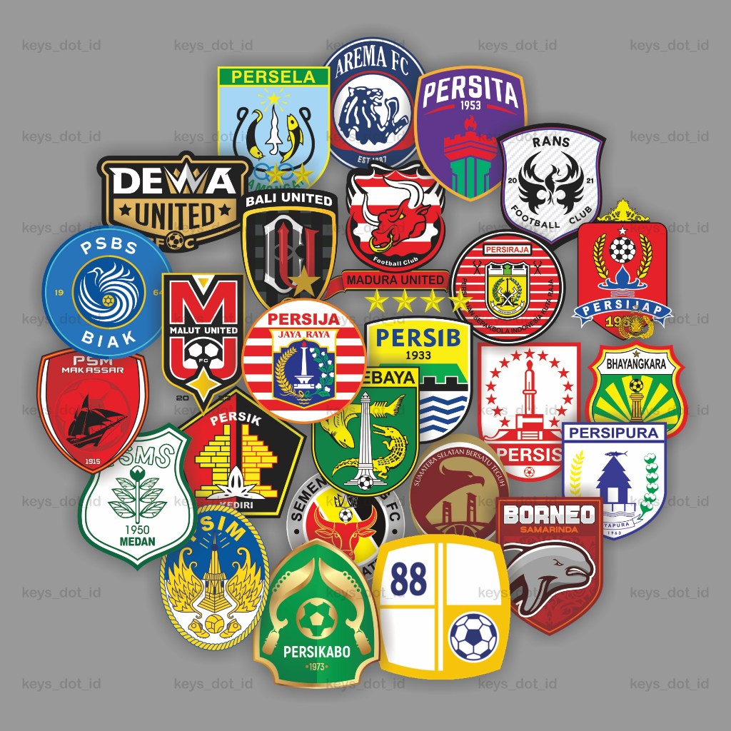 

Sticker Stiker Pack Logo Club Sepak Bola Indonesia, Stiker Persija Persib Arema Persebaya Bali United