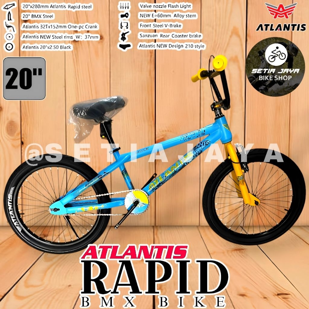 Sepeda BMX 20 Inch ATLANTIS RAPID TORPEDO, Frame Steel, Stang Rotor, Sepeda Anak BMX Rem Torpedo New