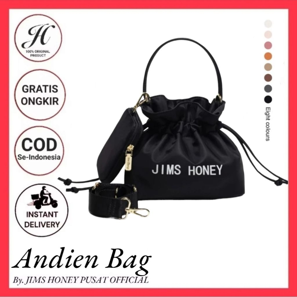 Jims Honey Andien Bag Original - Tas Selempang Serut Murah Unik - Tas Wanita Jimshoney Canvas