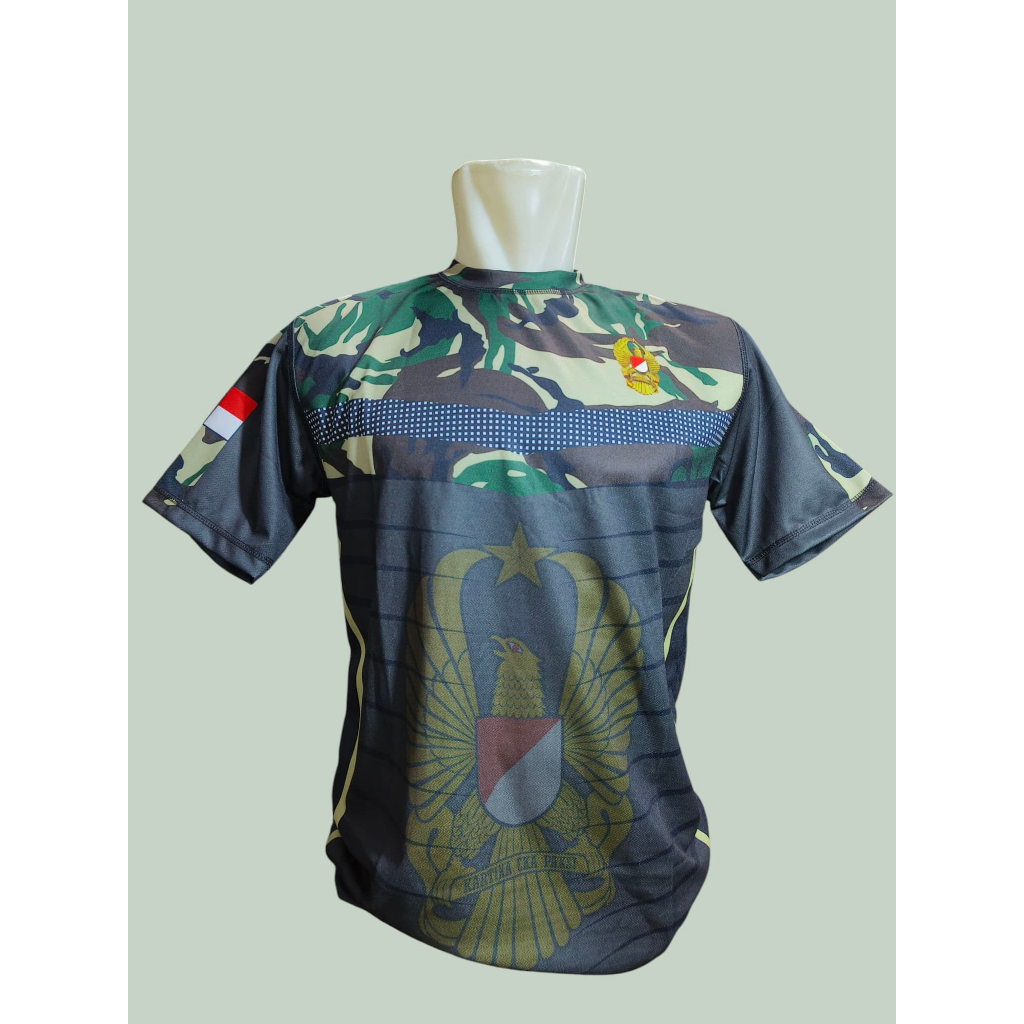 Kaos Dryfit TNI AD List Corak Loreng Malvinas - Oblong Jersey Tni AD Corak Loreng
