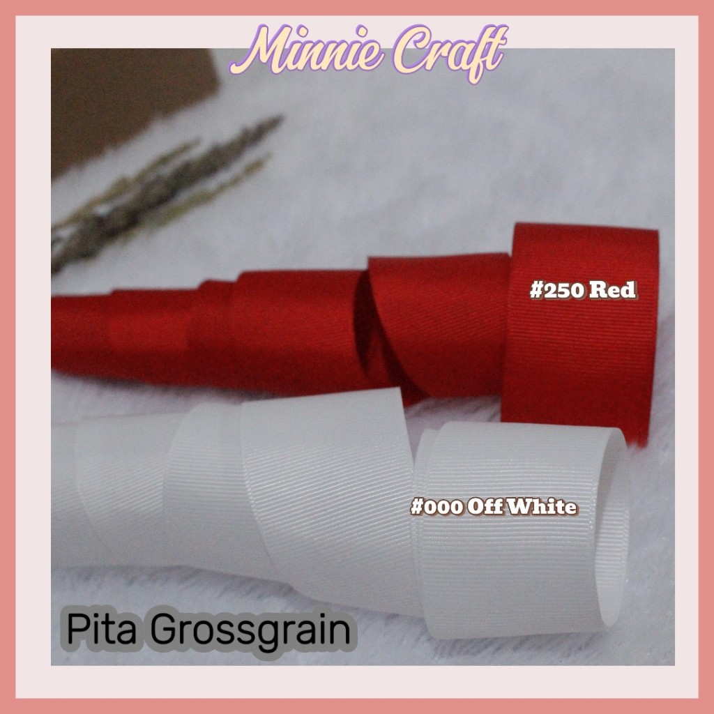 

1 Meter / Pita Grosgrain Premium Import Merah putih