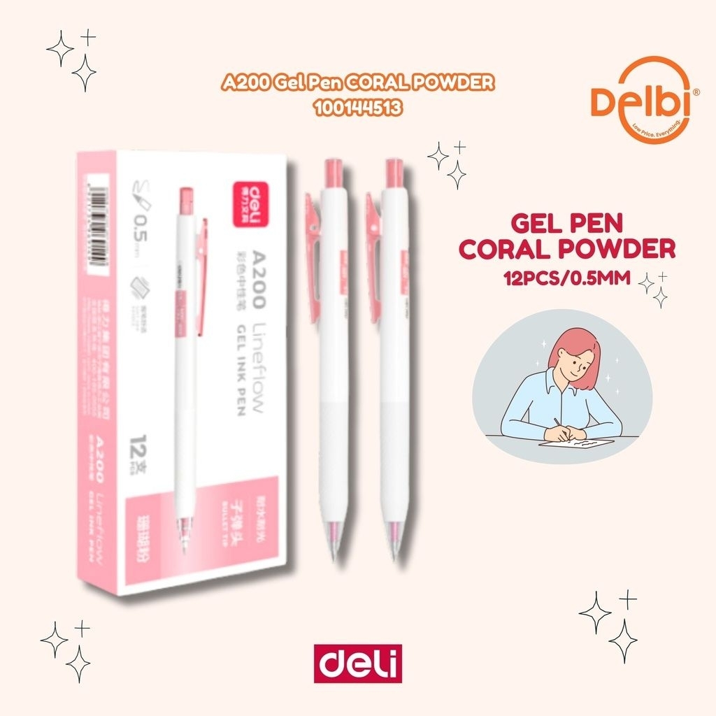 

DELI A200 Gel Pen CORAL POWDER BX12 BX144 BX3