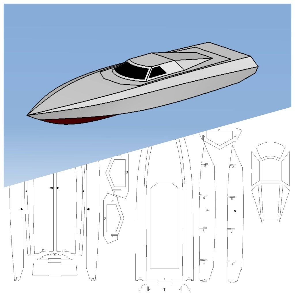 Desain Gambar Pola Miniatur Kapal Rc Boat Plan Speed 1