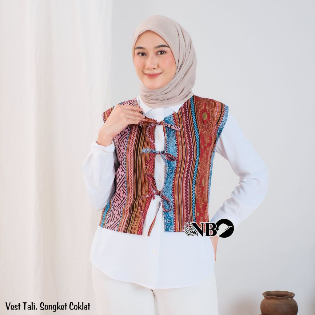Vest Batik Motif Songket Vest Atasan Wanita Modern Vest Outer Rompi Cardigan Blazer Vest Premium Ves