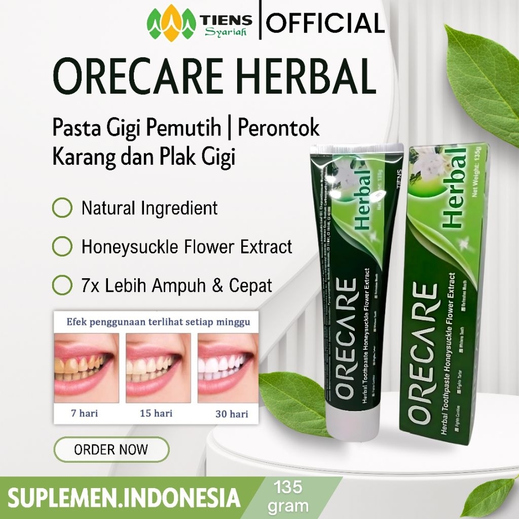 Pasta Gigi Pemutih Tiens Orecare Herbal Ampuh dan Cepat Original Perontok Karang dan Plak Gigi