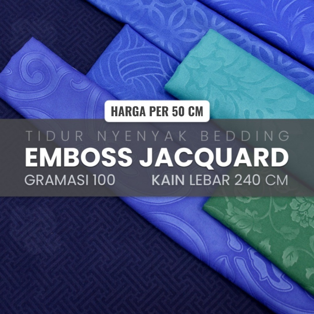 KAIN METERAN EMBOSS TEBAL TIMBUL JACQUARD PER 50 CM JASMINE RED BLUE ARMY GAMIS GORDEN LEBAR 240 CM